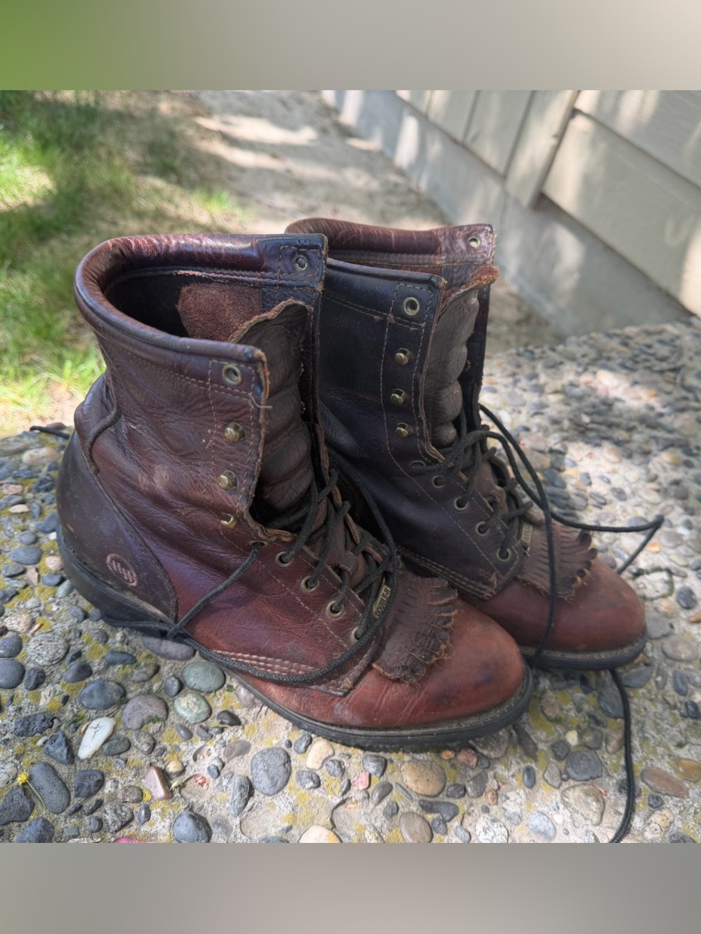 Double H Two-Tone Brown Lace-Up Work Boots 9.5